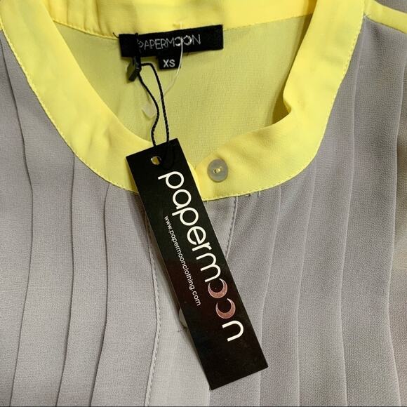 Stitch Fix Papermoon Pleated Tank Top Gray Yellow XS - Picture 4 of 6